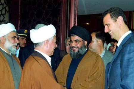 دیدار هاشمی رفسنجانی با سیدحسن نصرالله و بشار اسد در دهه ۷۰
