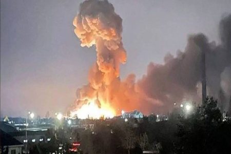 ببینید | تصاویر آخرالزمانی از حملات پهپادی اوکراین به پالایشگاه مسکو