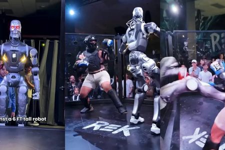 اولین مبارزه انسان و ربات در قفس برگزار شد